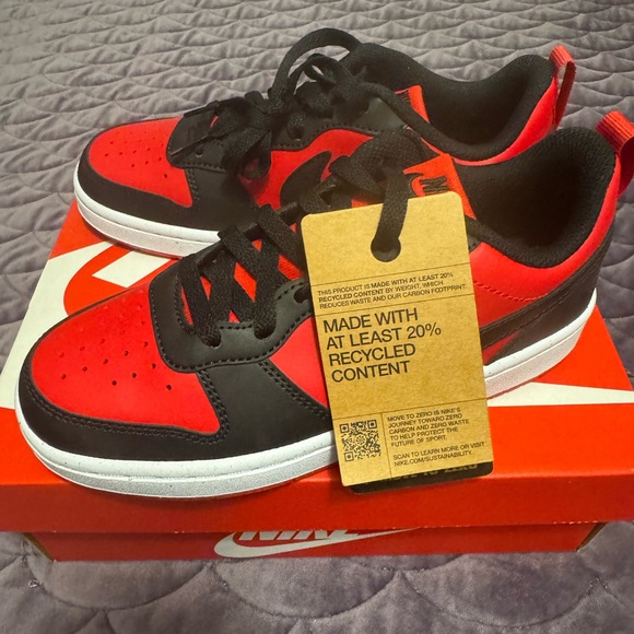 Nike Court Borough Low Recraft GS Red Black Sneakers-4y - Picture 4 of 4